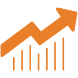 Oranje pijl die omhoog gaat - De WBshopmaker